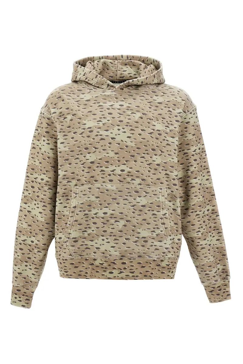 Felpa Con Cappuccio Camo Leopard Beige