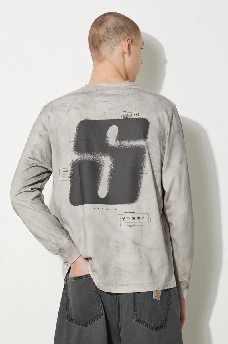 top a maniche lunghe in cotone colore grigio