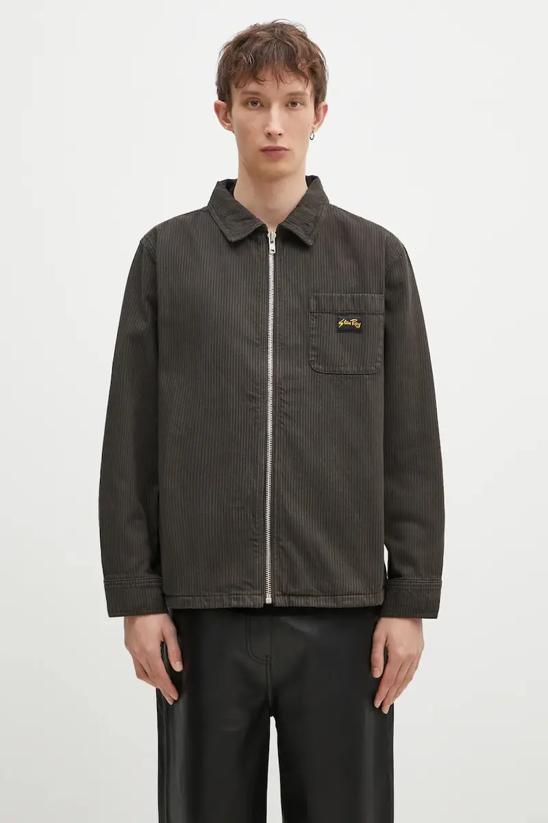 giacca-camicia di cotone Zip Shirt colore grigio AW2401929