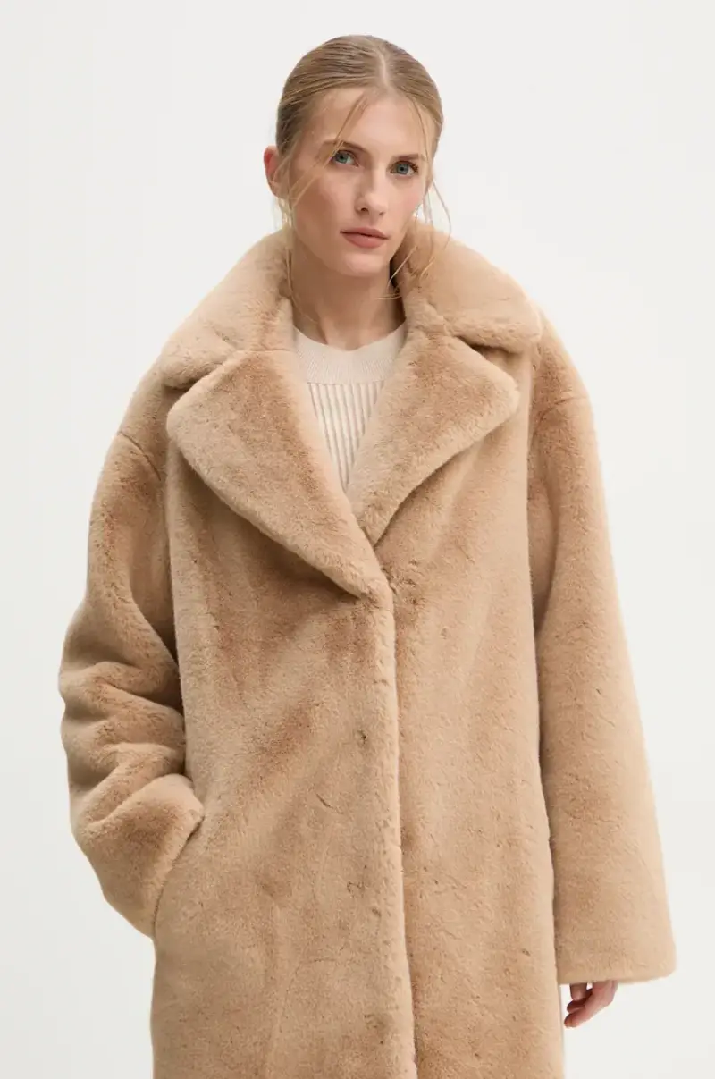 cappotto Camille Cocoon Coat donna colore marrone 61137-9070 Beige miniatura 5