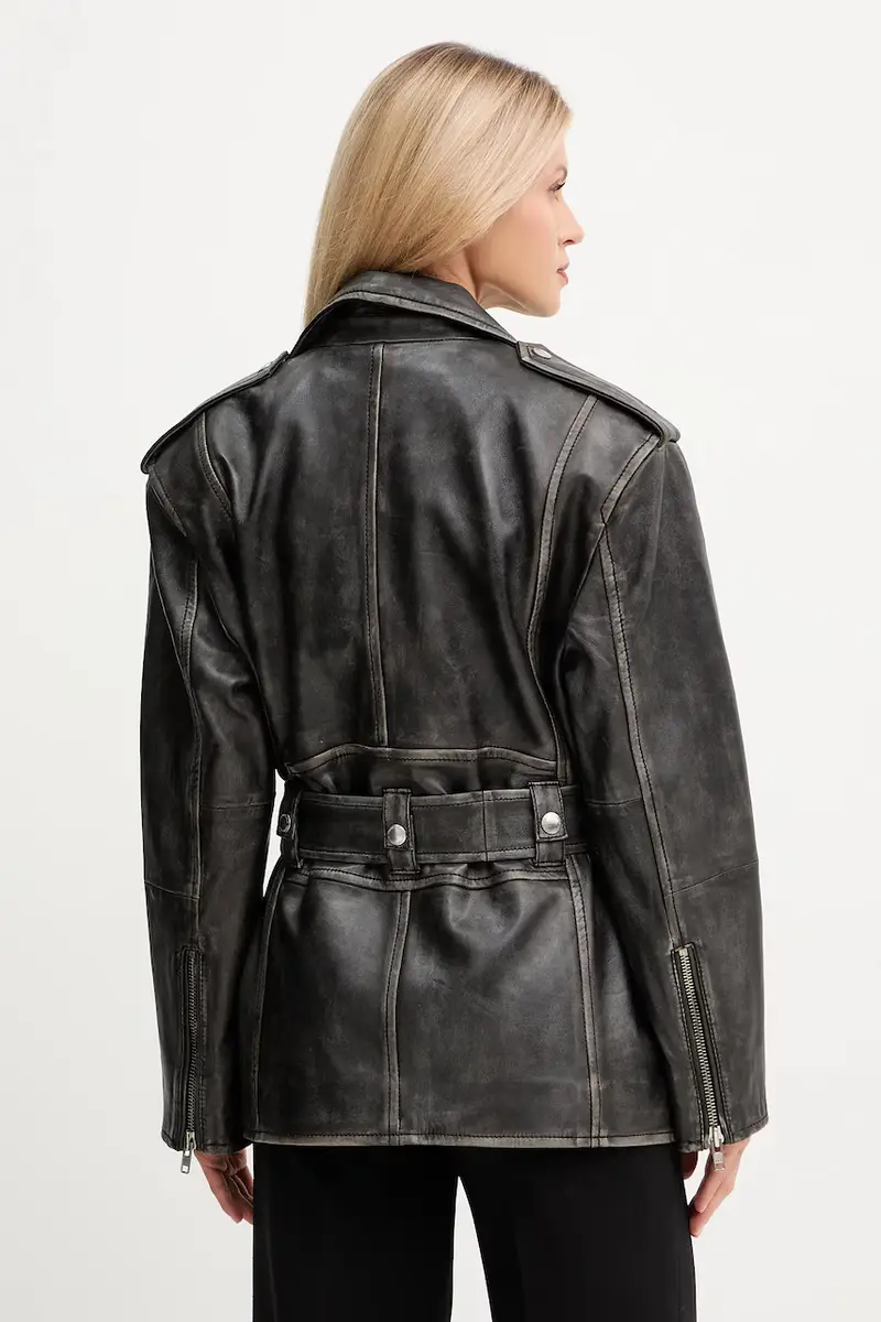 giacca in pelle Leona colore nero 66547-7830 miniatura 3