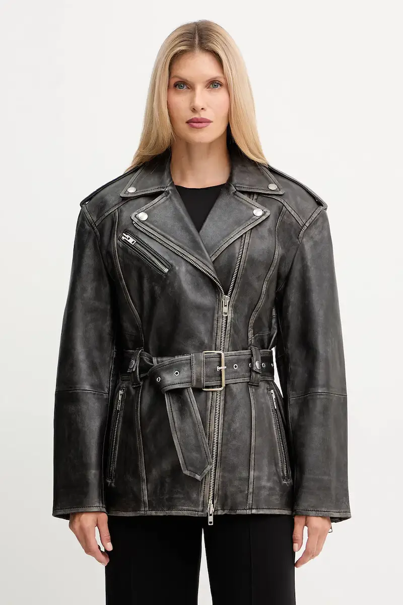 giacca in pelle Leona colore nero 66547-7830