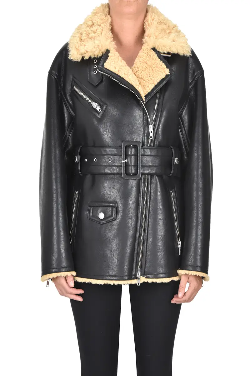 Giaccone in ecopelle stile biker