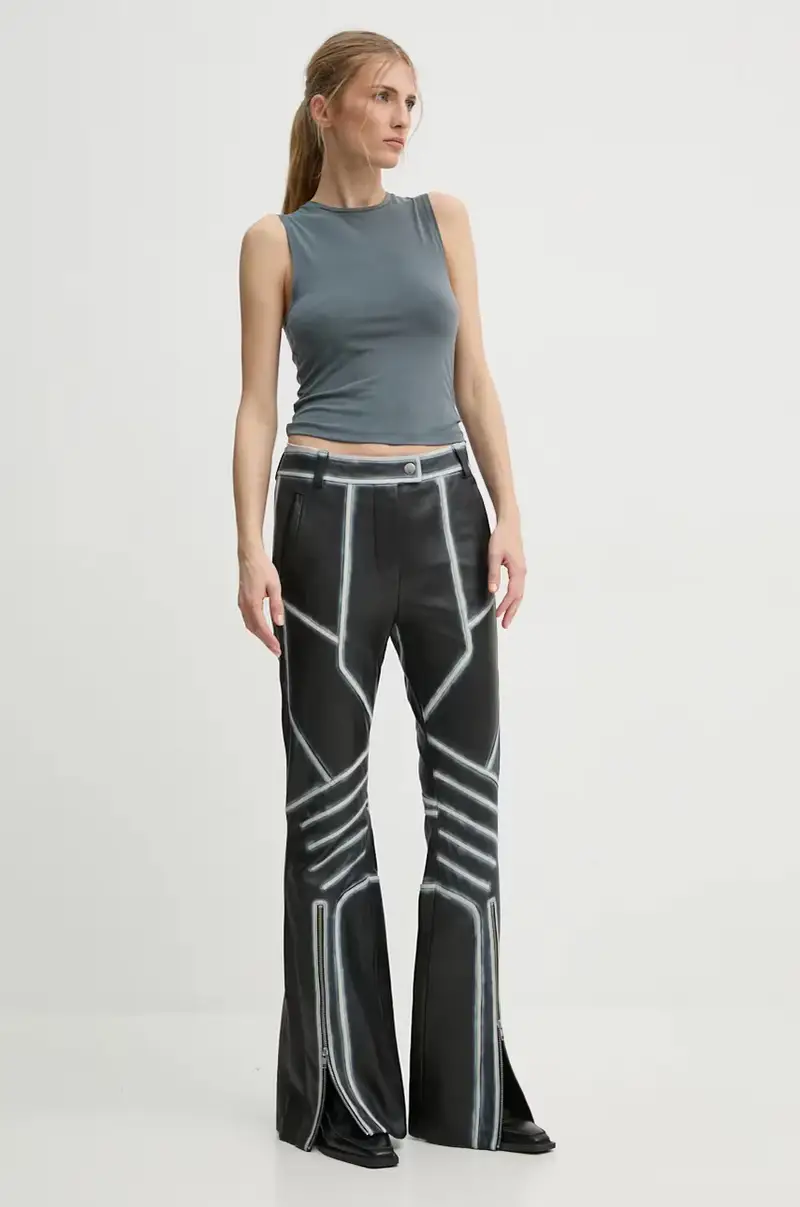 patalogni in pelle Moto Trousers Detailed donna colore nero 62287-7030 miniatura 2