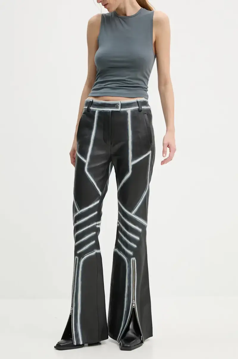 patalogni in pelle Moto Trousers Detailed donna colore nero 62287-7030