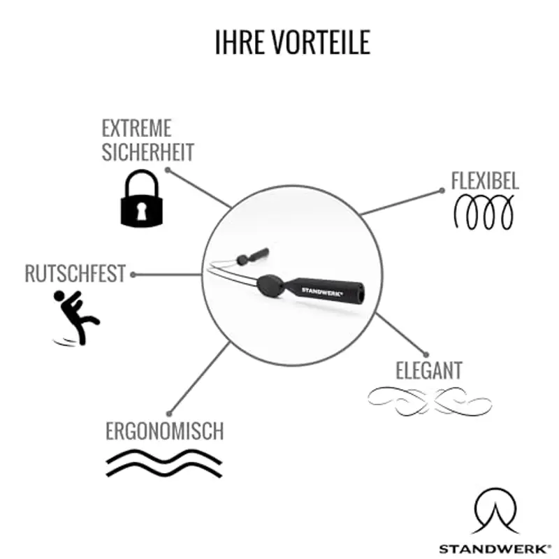 STANDWERK® Fascia per occhiali – Fascia per occhiali da sport estremamente affidabile per donna, bambini, uomo – Supporto per occhiali adatto per lo sport e il tempo libero – Impermeabile miniatura 3