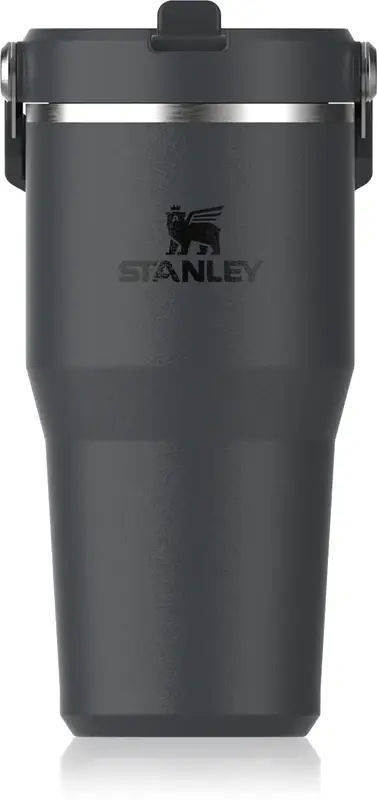 IceFlow™ Flip Straw Bicchiere termico bottiglia in acciaio inox per l’acqua nero 2.0 600 ml