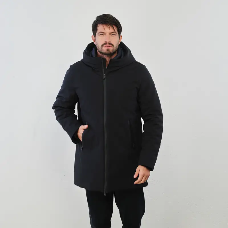 Piumino liscio blu medio