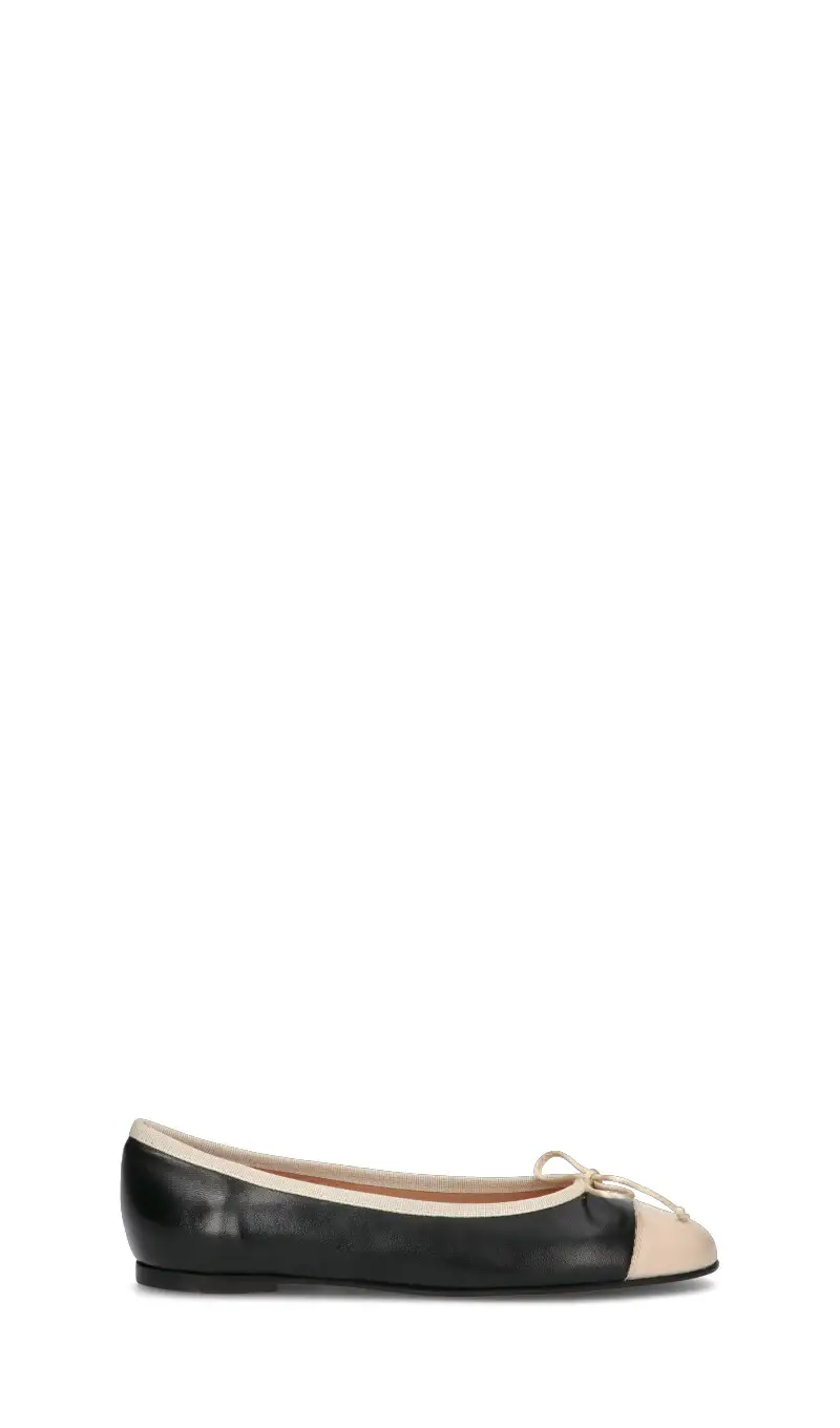 Ballerina donna nera/panna in pelle Vario
