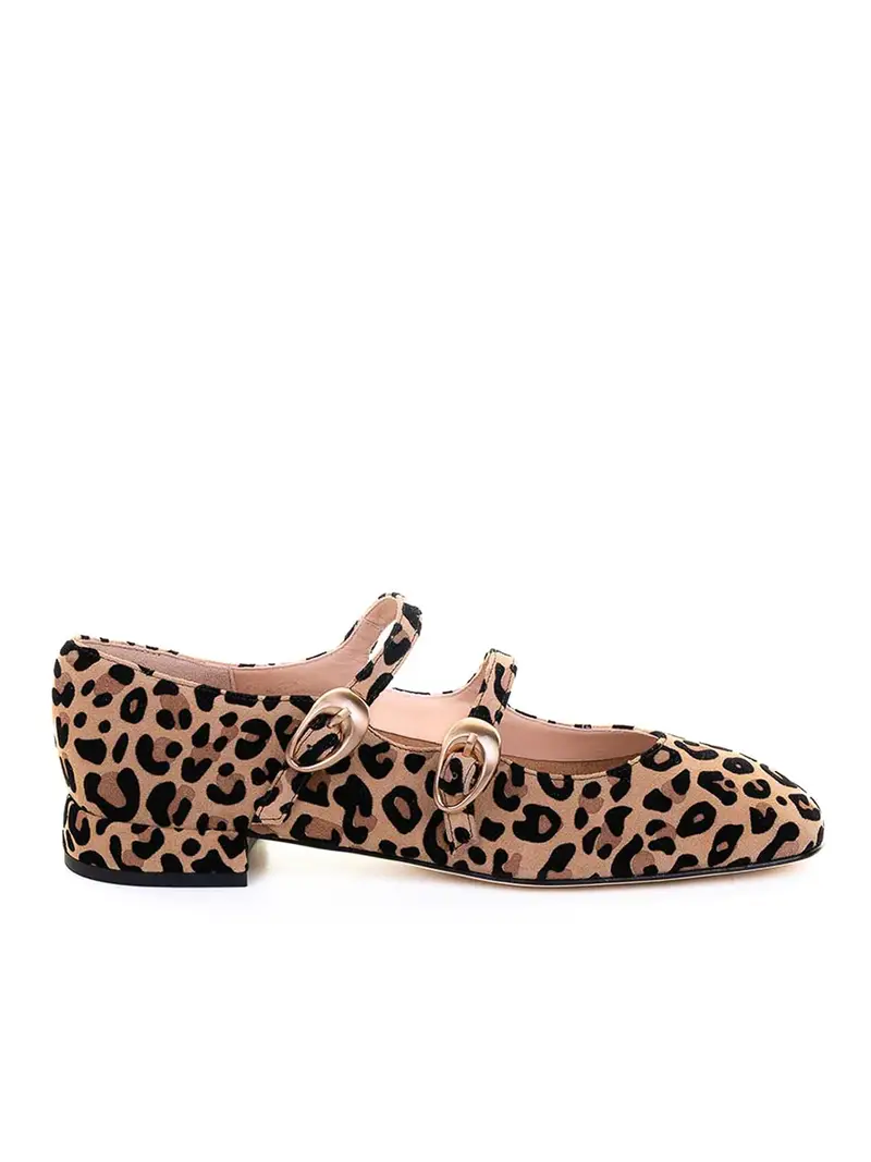 Ballerina Leopardata Con Cinturino Animalier