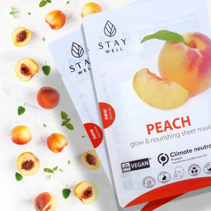 Mask Vegan Sheet Mask - PEACH - Maschera illuminante viso miniatura 2