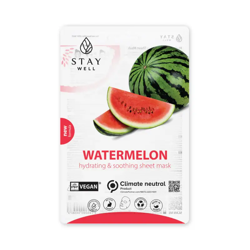 Mask Vegan Sheet Mask - WATERMELON - Maschera viso idratante,Maschera lenitiva viso