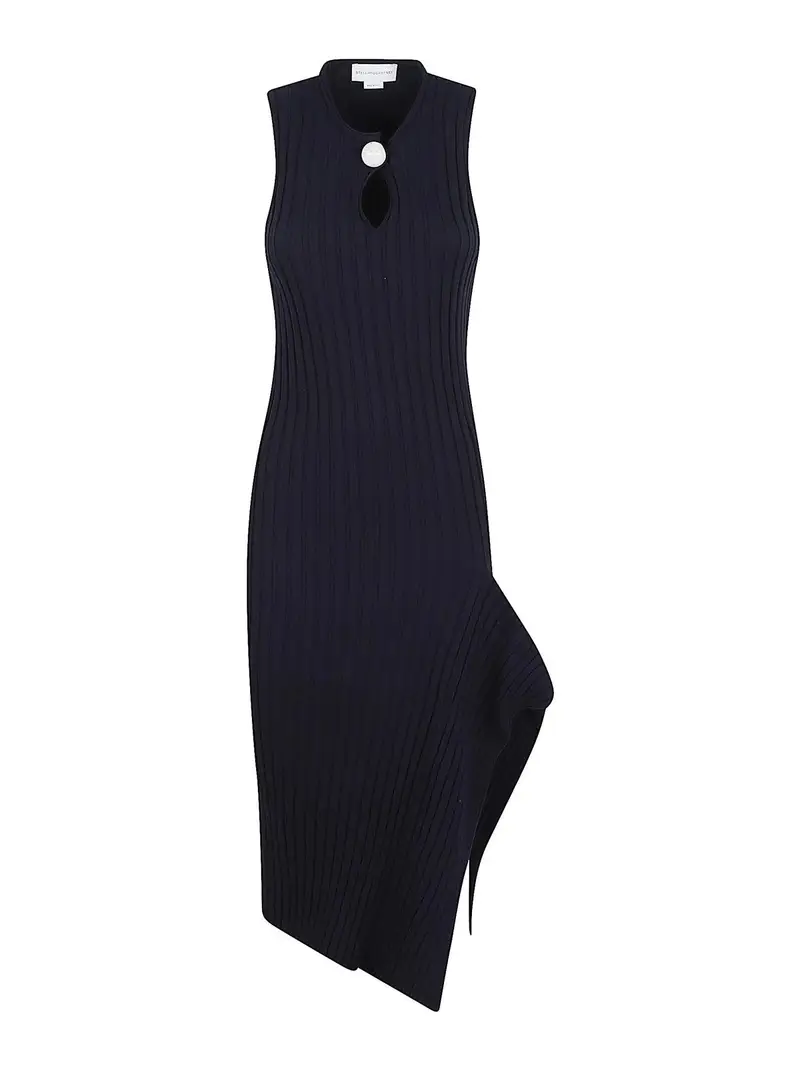 Abito a costine in cotone Blu