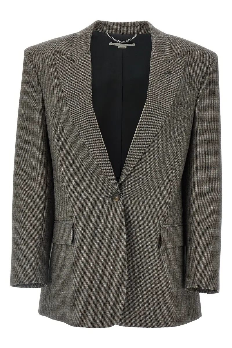 Blazer Monopetto Micro Pied De Poule Grigio