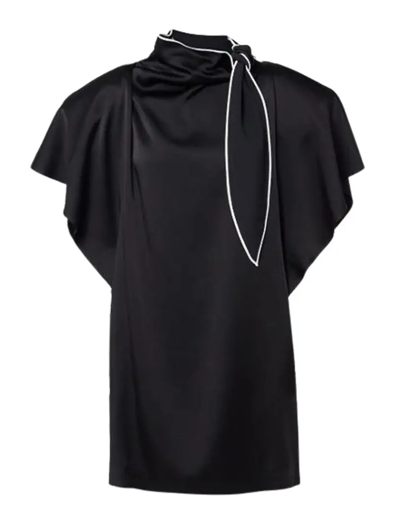Blusa Senza Maniche Con Fiocco Nero