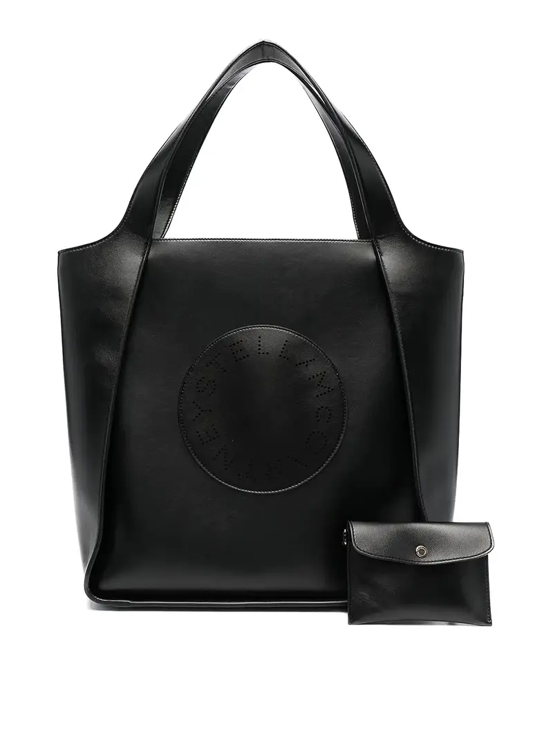 Borsa tote con logo traforato Nero