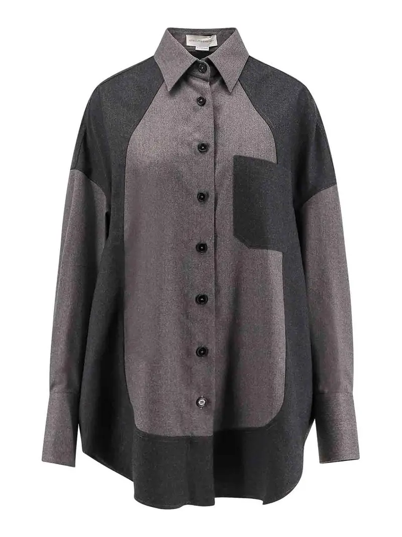 Camicia Oversize In Lana Grigio