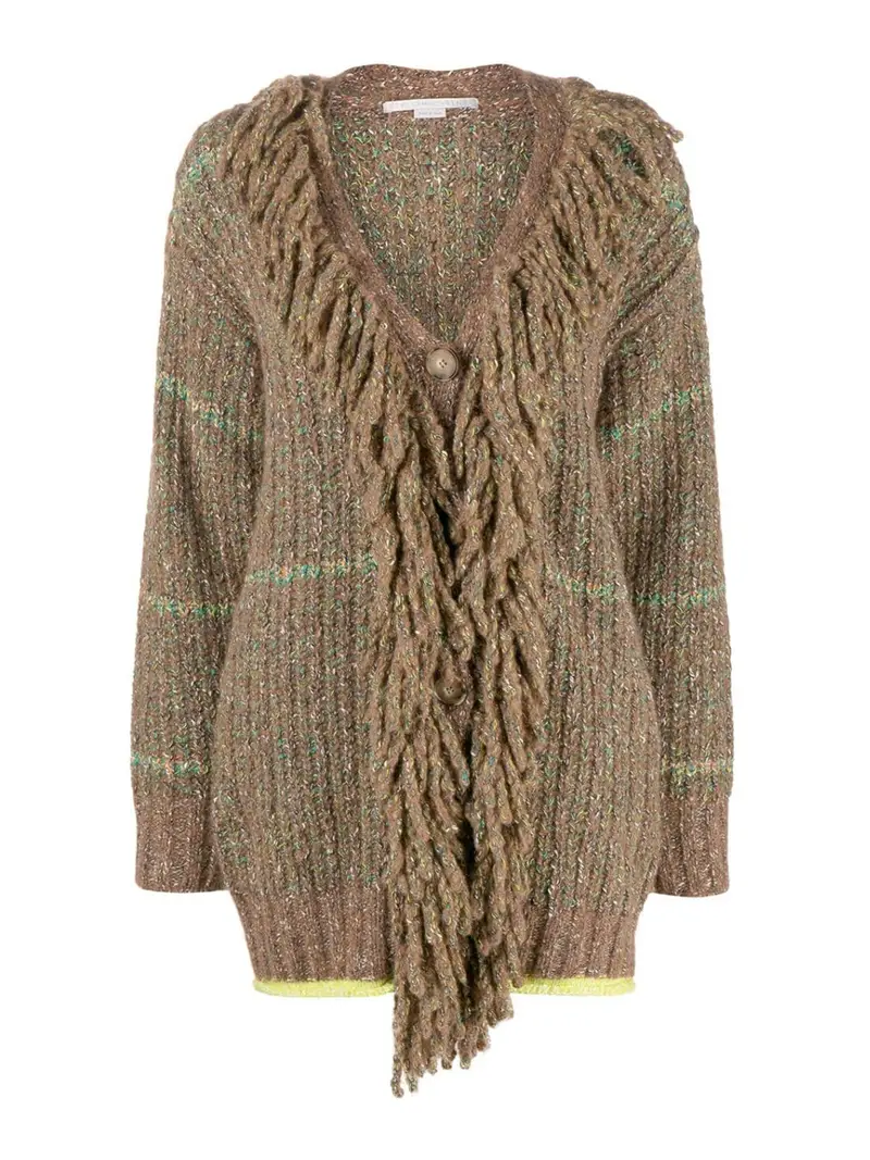 Cardi-coat in tweed a maglia a cavo Multicolore