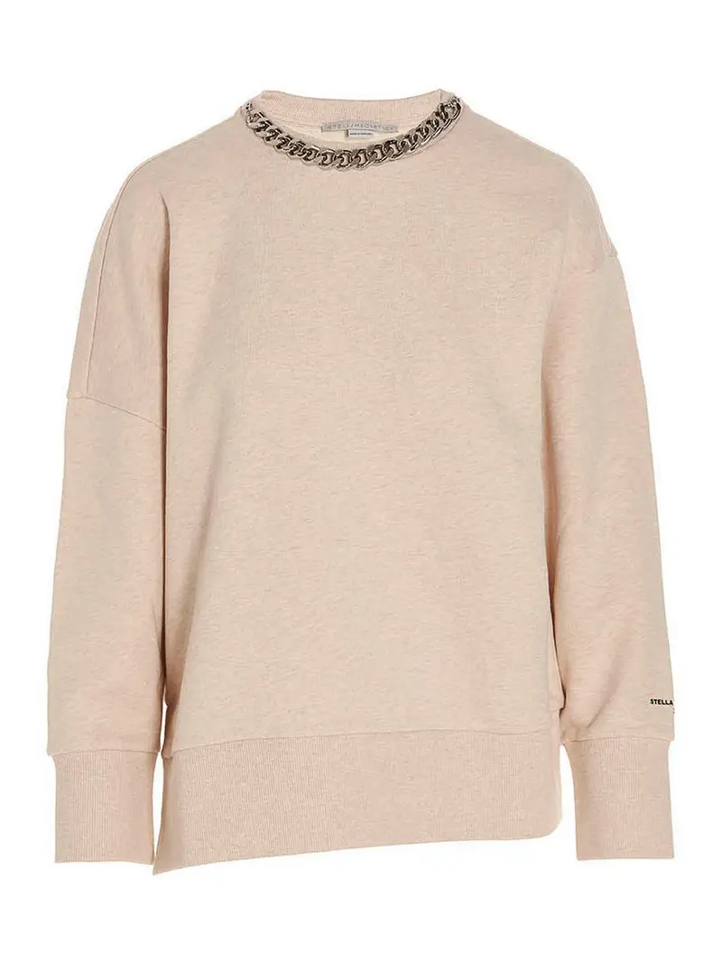 Felpa con dettaglio catena rimovibile Beige