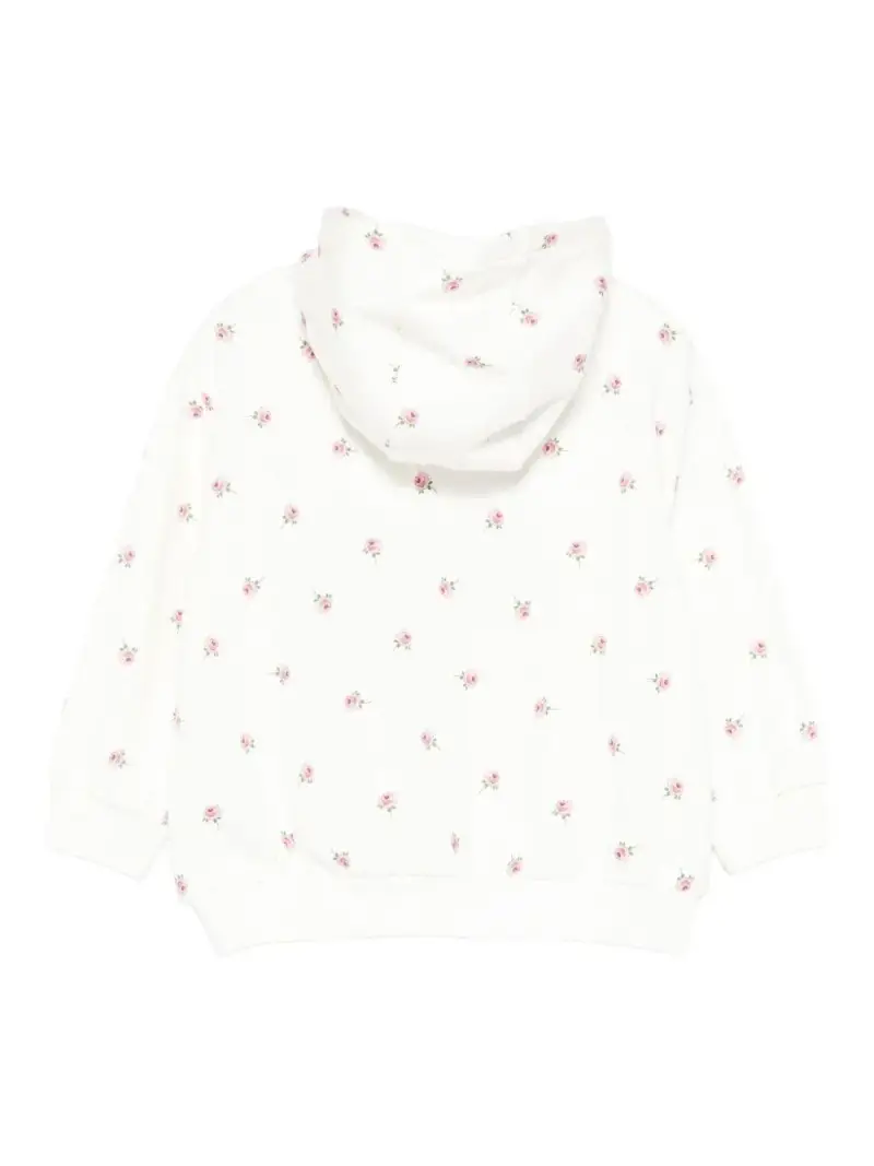 Felpa Bianco Opaco con Stampa a Fiori miniatura 3