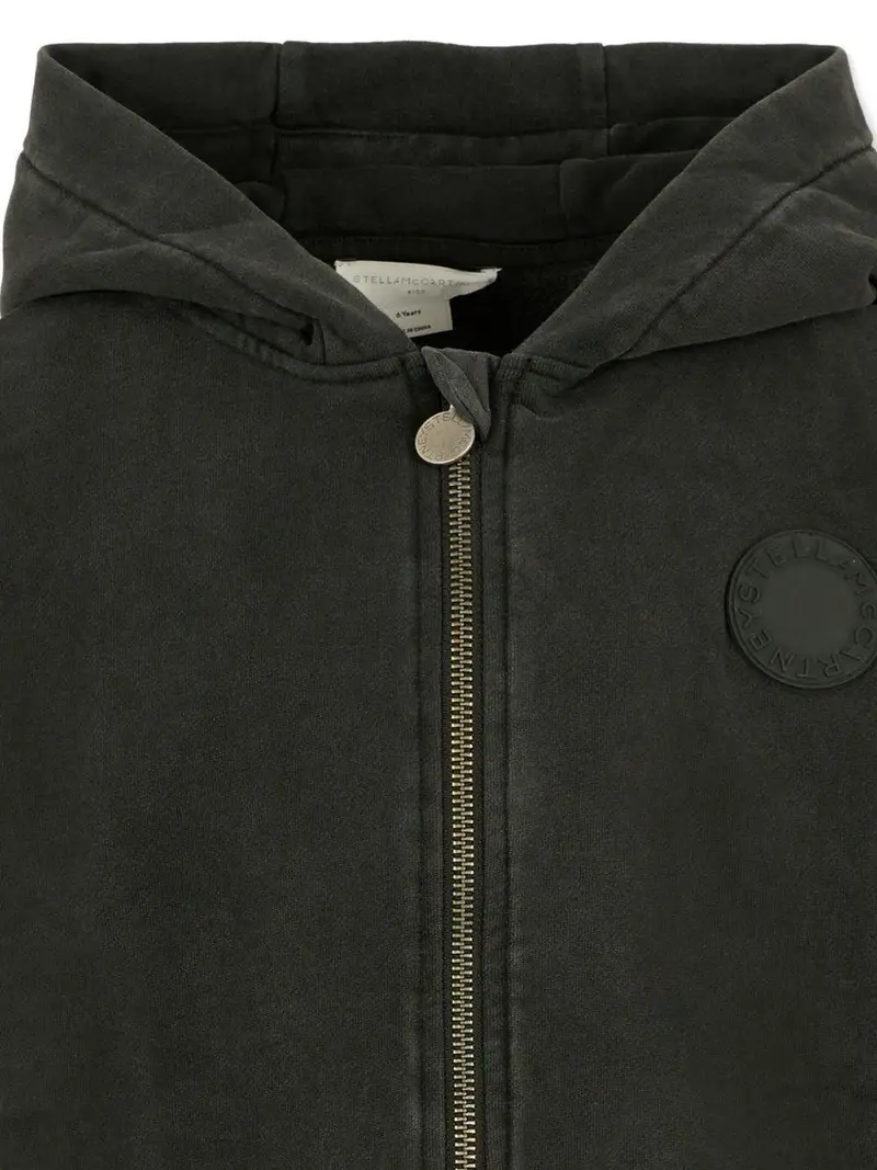 Felpa Nera con Zip e Logo Nero miniatura 2