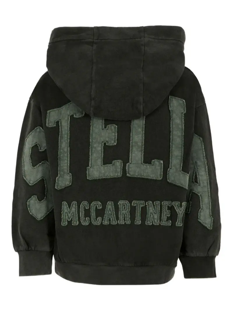 Felpa Nera con Zip e Logo Nero miniatura 3