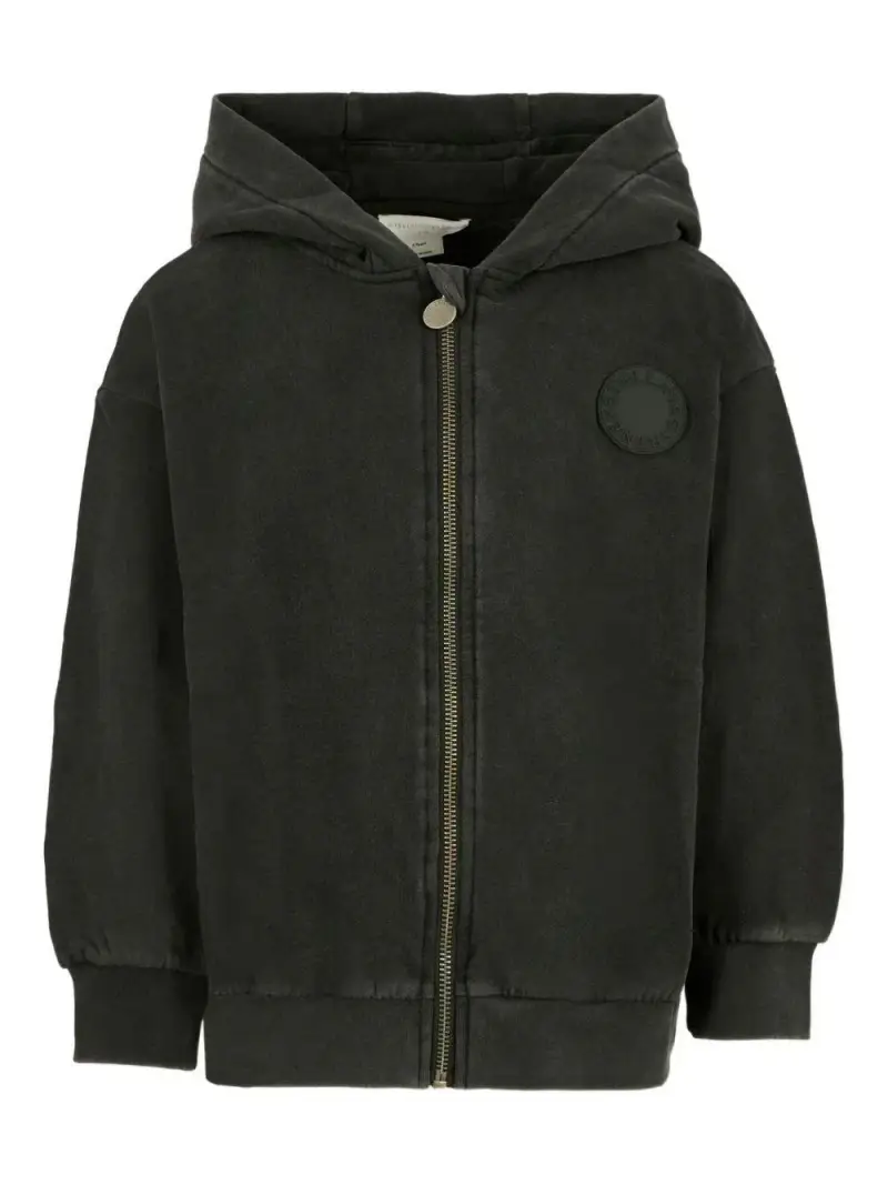 Felpa Nera con Zip e Logo Nero