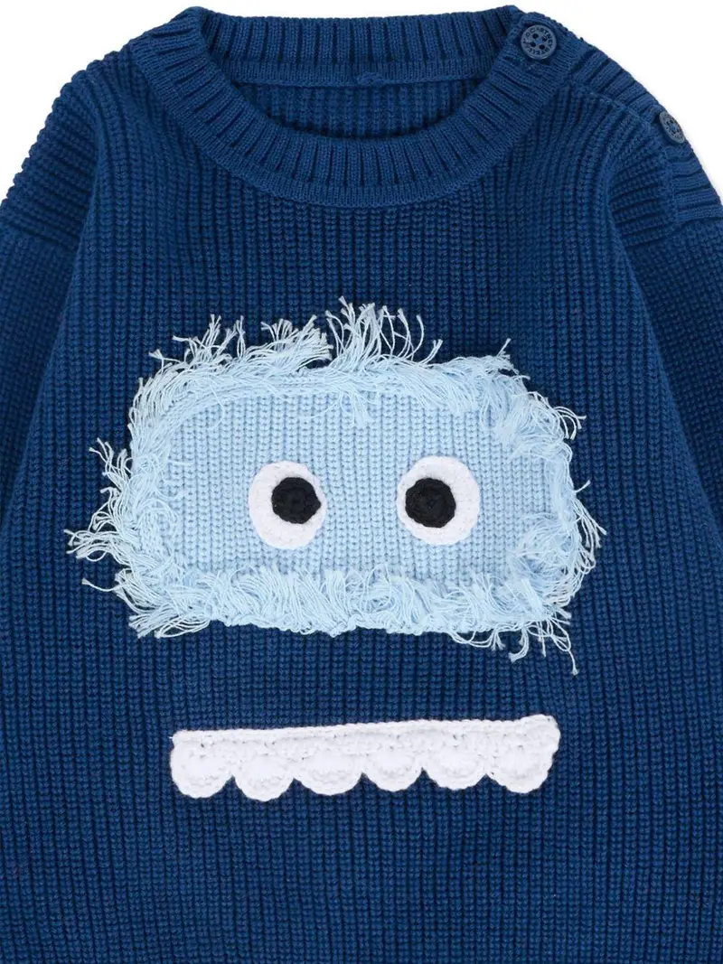Maglione Blu con Applicazione Monster Face miniatura 3