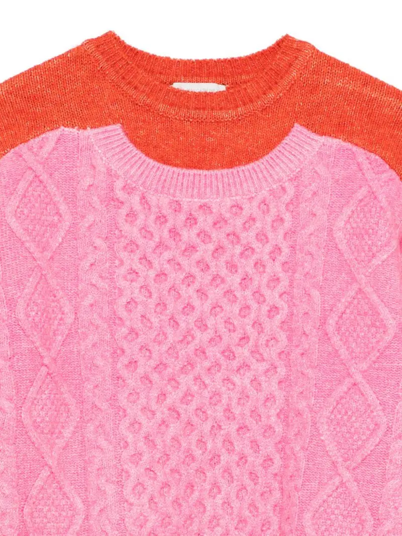 Maglione Rosa con Design Color-Block miniatura 3