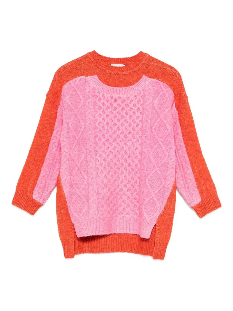 Maglione Rosa con Design Color-Block