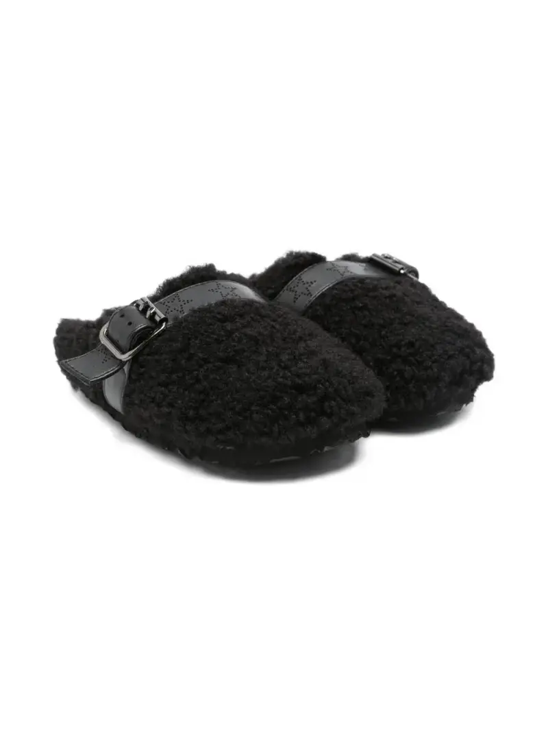 Slippers con Fibbia e Motivo a Stelle Nero