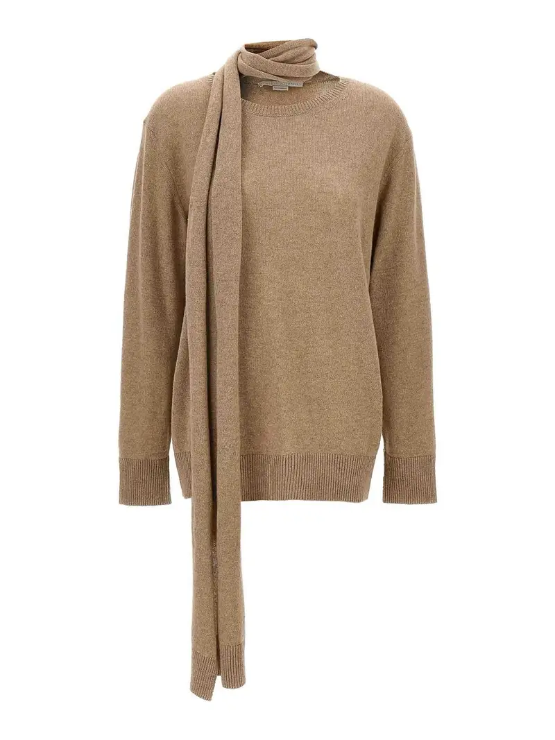 Maglione con dettaglio sciarpa Beige
