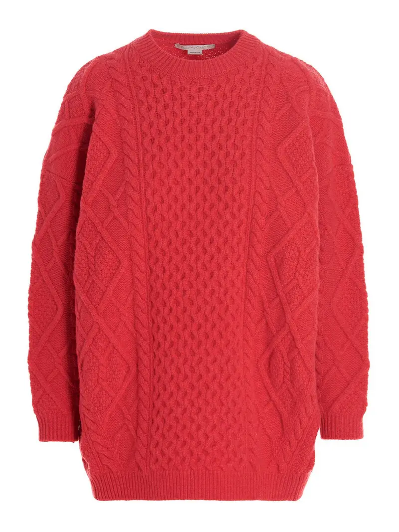 Maglione con motivo a trecce Fucsia