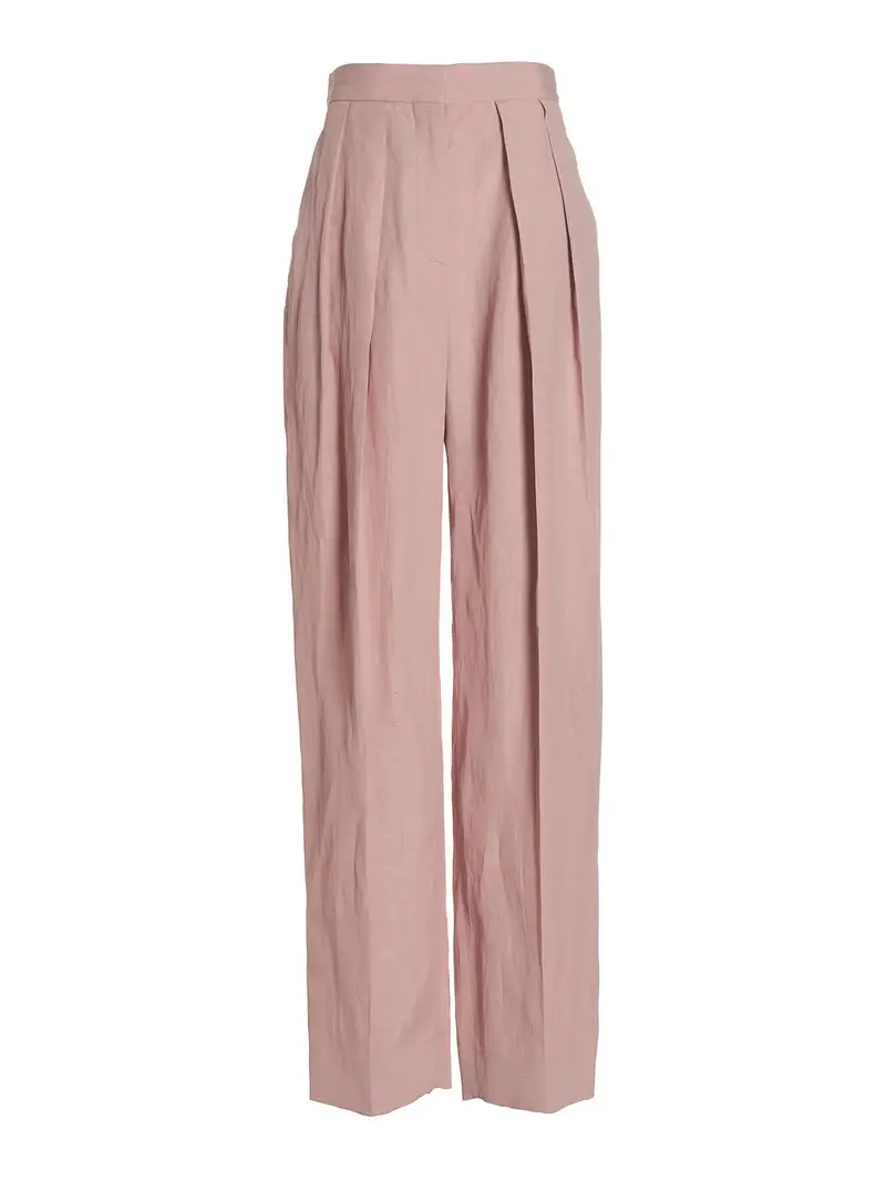 Pantalone con pieghe frontali in viscosa Rosa