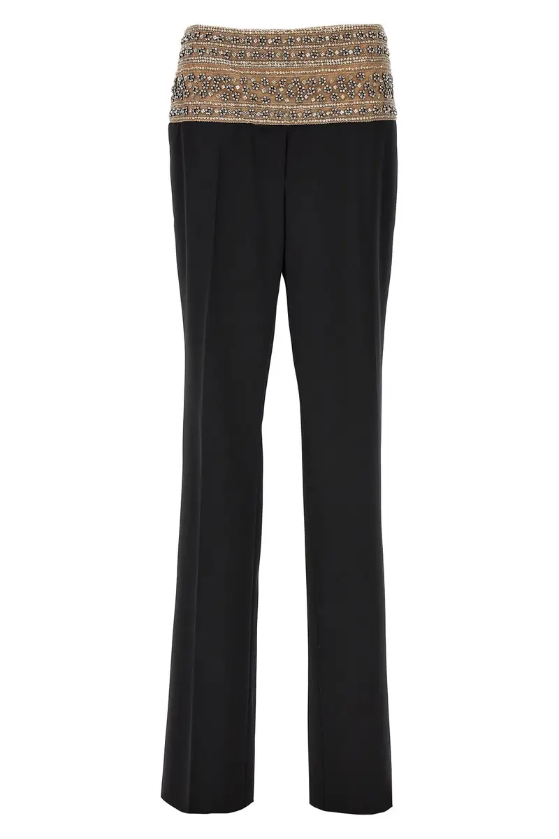 Pantalone Smoking Con Cristalli Nero