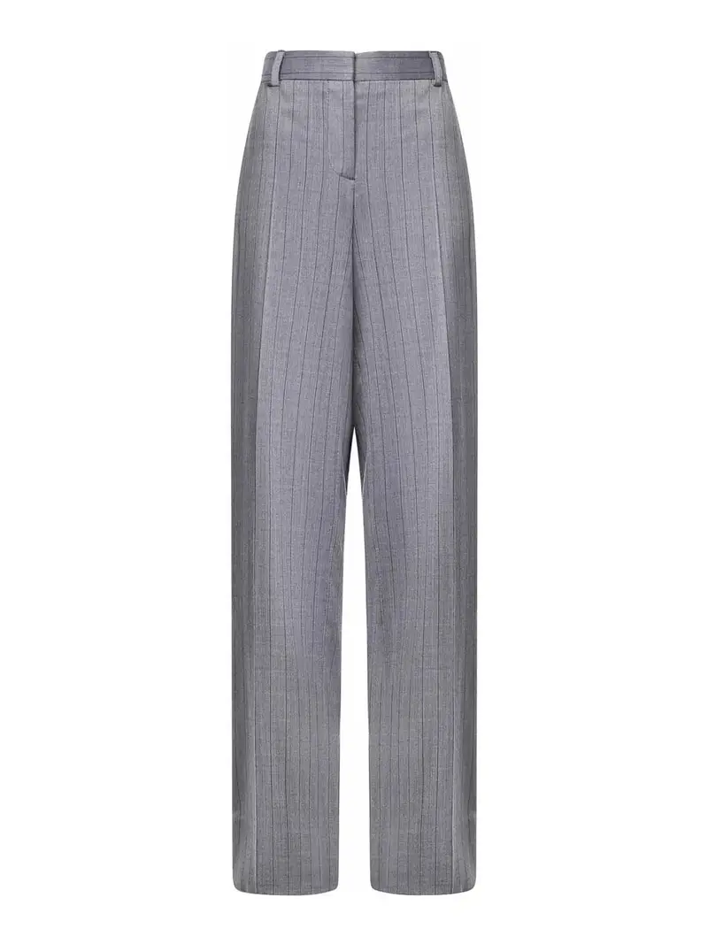 Pantaloni gessati con piega Grigio