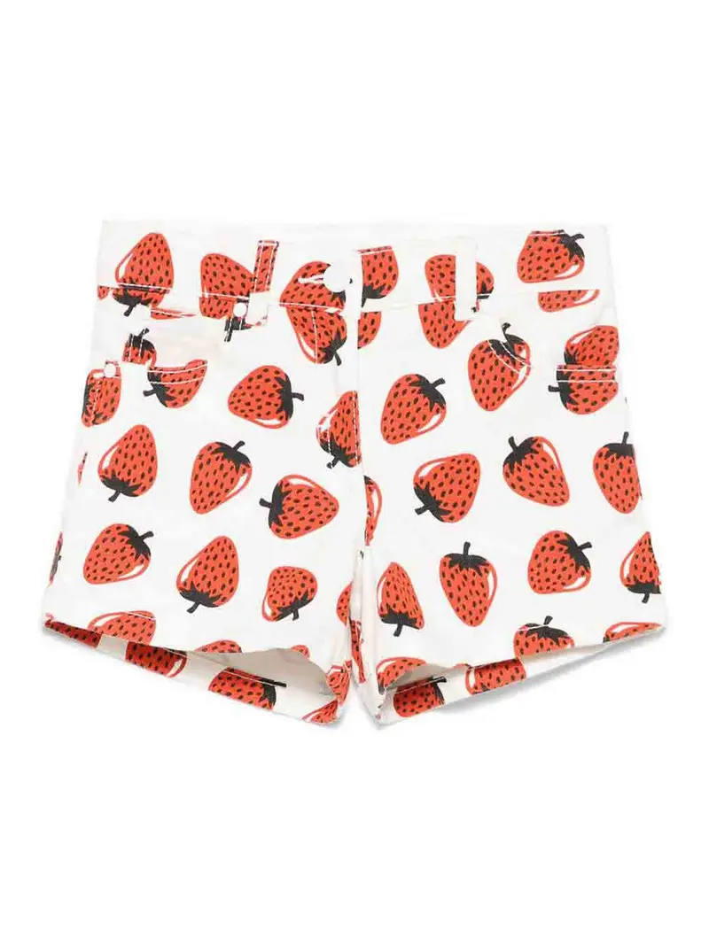 Shorti di jeans bianchi con fragole Multicolore