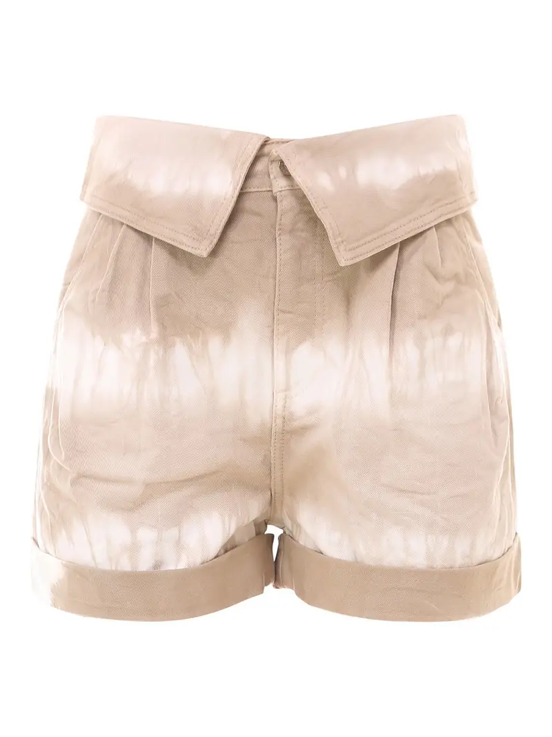 Shorts in denim tie-dye Beige