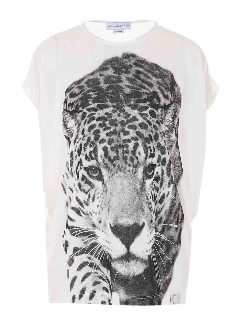 T-shirt leopardata nuvola color crema Bianco