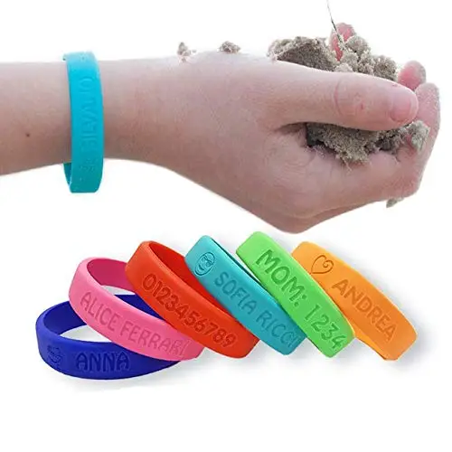 Stellasticker - Braccialetto SOS personalizzabile per bambini con nome e numero di telefono, resistente, impermeabile miniatura 2