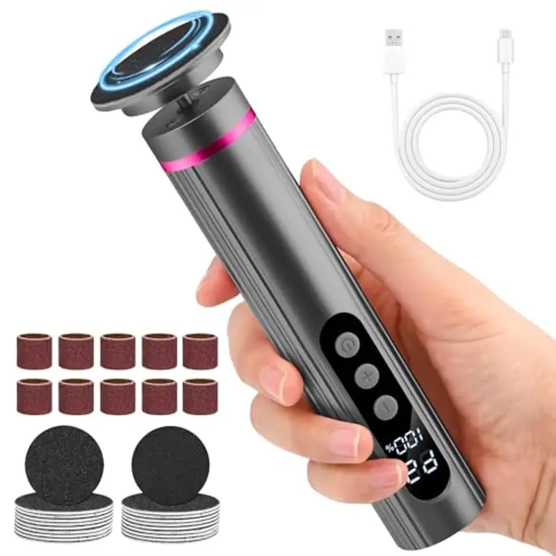 SternSinn 2-in-1 Pedicure Elettrico Professionale, 9 Velocità Regolabile, Multifunzionali Pedicure Elettrico con Batteria da 2000 mAh, Calli Piedi Rimozione Per Rimuovere Calli, Pelle Morta (Nero)