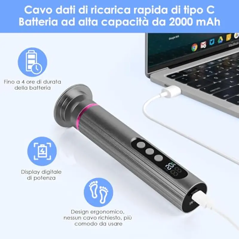 SternSinn 2-in-1 Pedicure Elettrico Professionale, 9 Velocità Regolabile, Multifunzionali Pedicure Elettrico con Batteria da 2000 mAh, Calli Piedi Rimozione Per Rimuovere Calli, Pelle Morta (Nero) miniatura 3