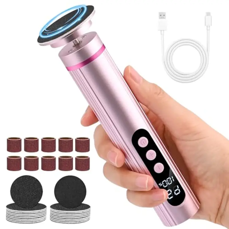 SternSinn 2-in-1 Pedicure Elettrico Professionale, 9 Velocità Regolabile, Multifunzionali Pedicure Elettrico con Batteria da 2000 mAh, Calli Piedi Rimozione Per Rimuovere Calli, Pelle Morta (Rosa)