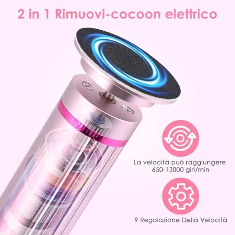 SternSinn 2-in-1 Pedicure Elettrico Professionale, 9 Velocità Regolabile, Multifunzionali Pedicure Elettrico con Batteria da 2000 mAh, Calli Piedi Rimozione Per Rimuovere Calli, Pelle Morta (Rosa) miniatura 2