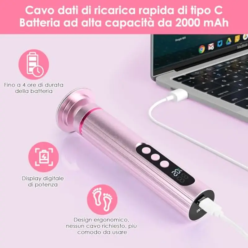 SternSinn 2-in-1 Pedicure Elettrico Professionale, 9 Velocità Regolabile, Multifunzionali Pedicure Elettrico con Batteria da 2000 mAh, Calli Piedi Rimozione Per Rimuovere Calli, Pelle Morta (Rosa) miniatura 3