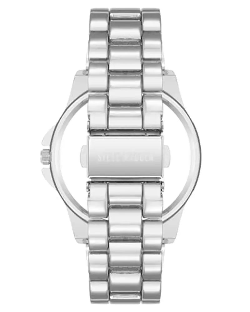 Steve Madden Orologio da donna con cinturino in vero cristallo, Argento miniatura 3