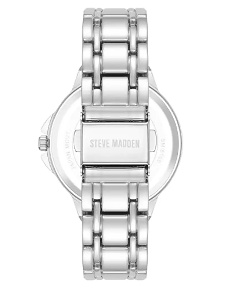 Steve Madden Orologio da donna con cinturino in vero cristallo, Azzurro chiaro/Argento miniatura 3