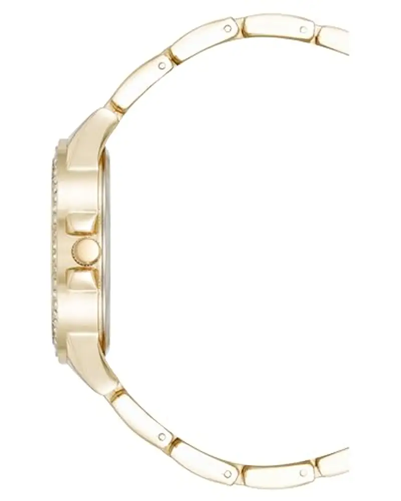 Steve Madden Orologio da donna con cinturino in vero cristallo, Bianco/Oro miniatura 2