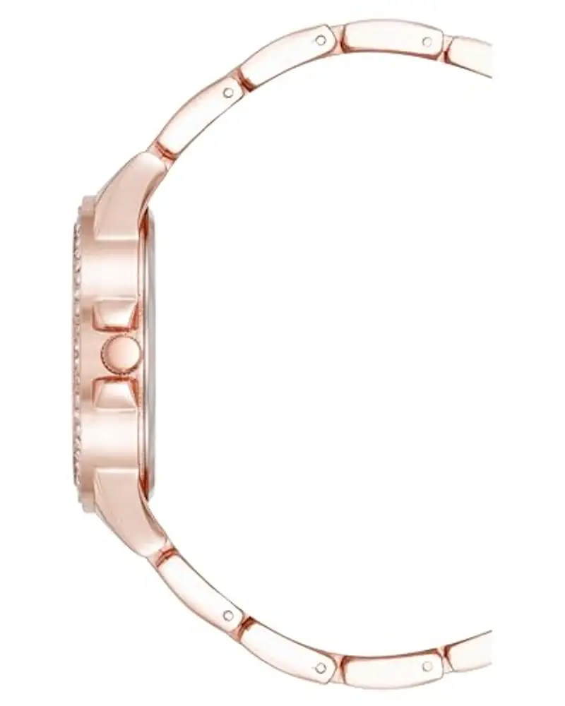 Steve Madden Orologio da donna con cinturino in vero cristallo, Blu navy/Oro rosa miniatura 2