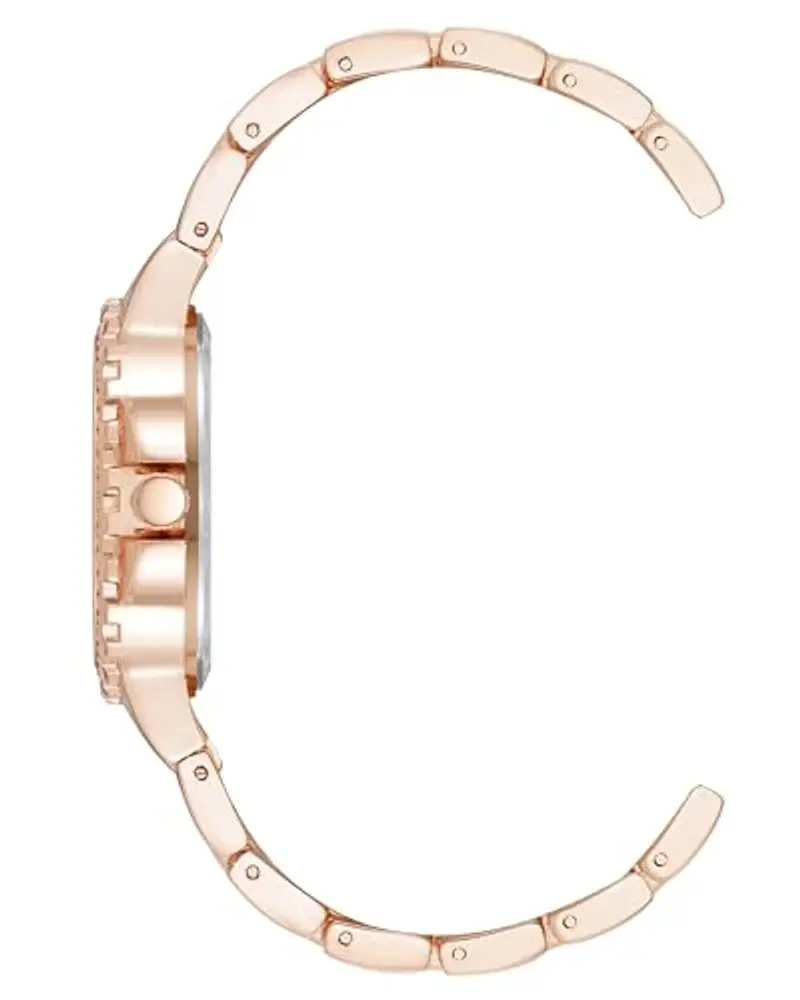 Steve Madden Orologio da donna con cinturino in vero cristallo, Blu navy/Oro rosa miniatura 2